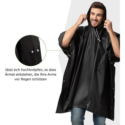 Regenponcho Damen Herren Wasserdicht 2er Set mit Rucksackabdeckung