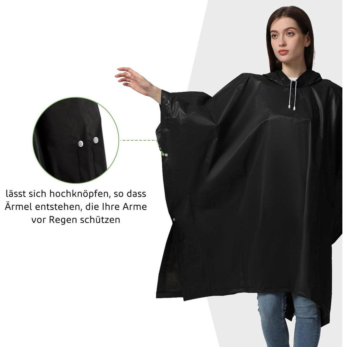 Regenponcho Damen Herren Wasserdicht 2er Set mit Rucksackabdeckung