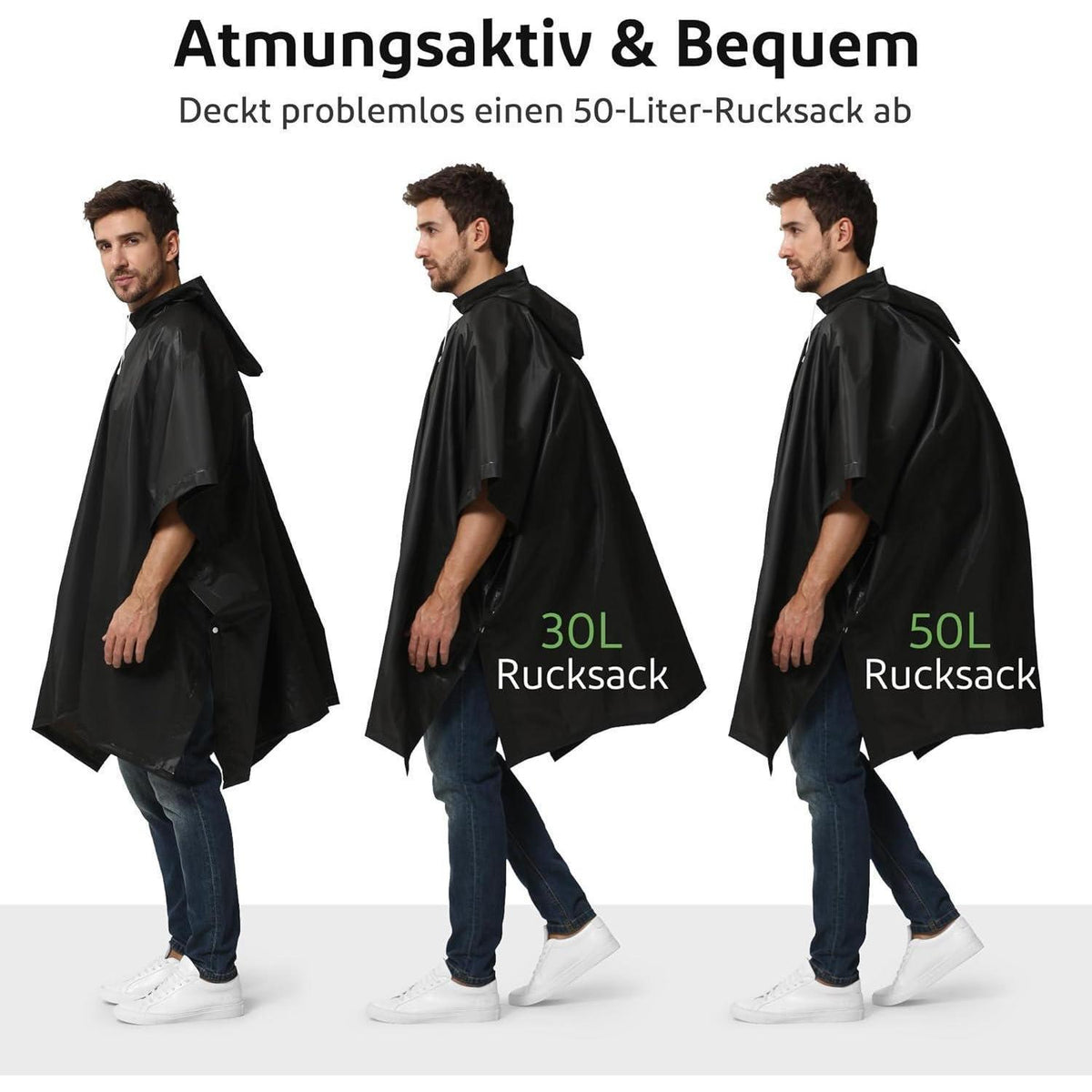 Regenponcho Damen Herren Wasserdicht 2er Set mit Rucksackabdeckung