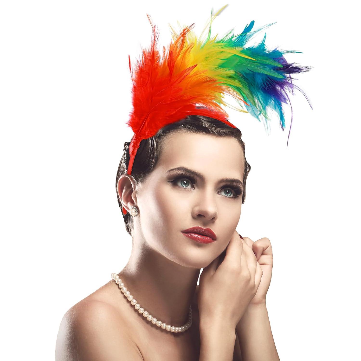 Buntes Feder Stirnband 20er Jahre Haarreif Karneval Cosplay