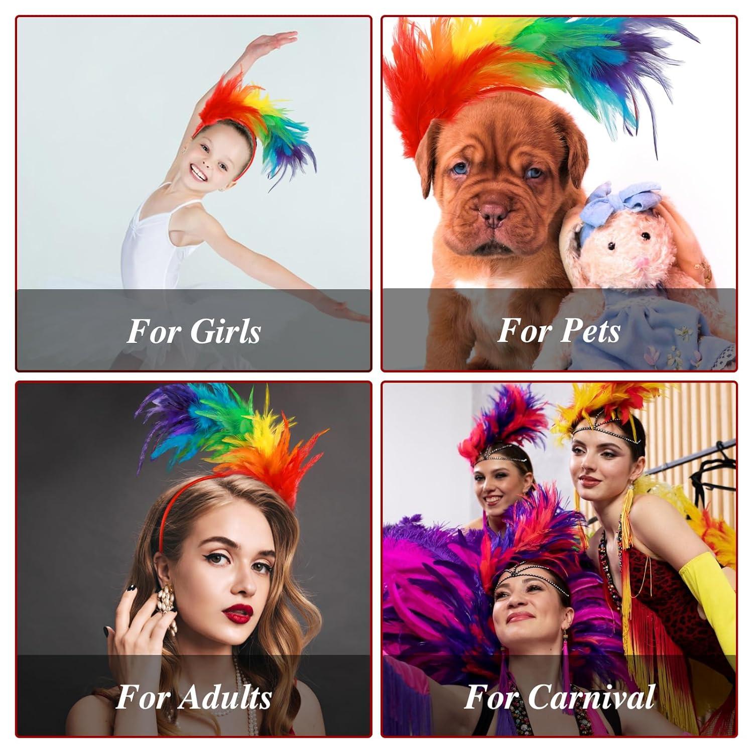 Buntes Feder Stirnband Haarreif für Damen Karneval Kostüm Cosplay 20er Jahre