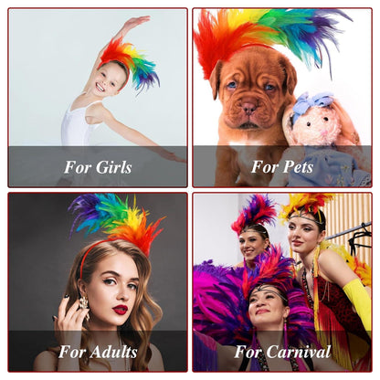 Buntes Feder Stirnband Haarreif für Damen Karneval Kostüm Cosplay 20er Jahre