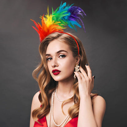 Buntes Feder Stirnband Haarreif für Damen Karneval Kostüm Cosplay 20er Jahre