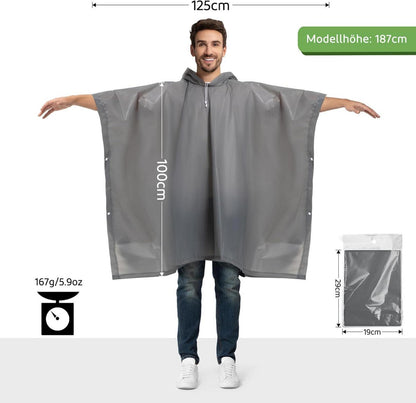 Wasserdichter Regenponcho für Damen und Herren, 2
