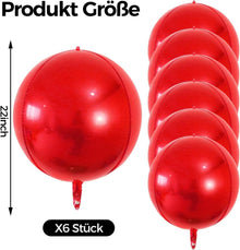 Rote Weihnachten Folienballons 22 Zoll 6 Stk - Metallic Deko