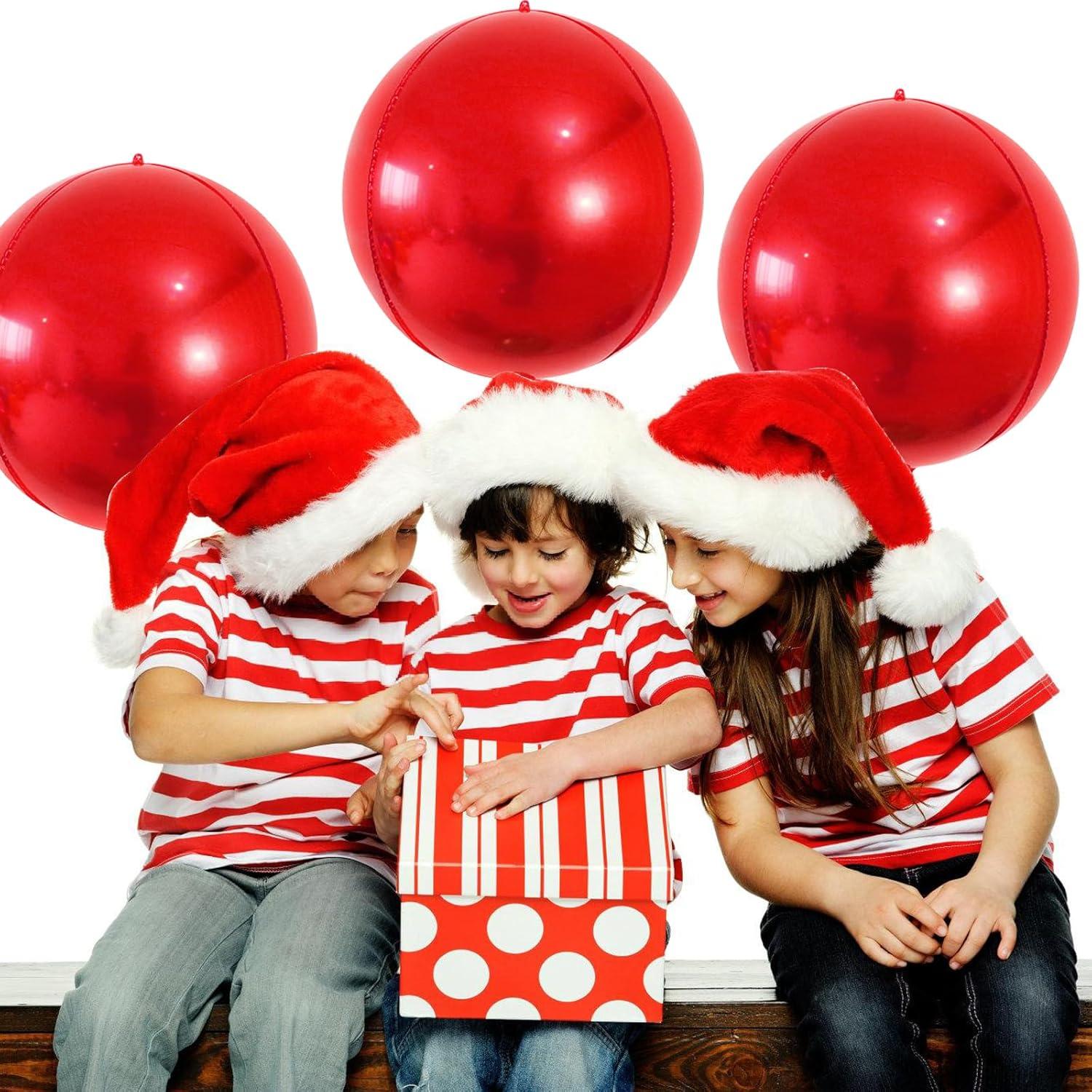 VIKY® 6 Stk Weihnachten Folienballon Rote 22 Zoll 4D Luftballons Weihnachtsdeko