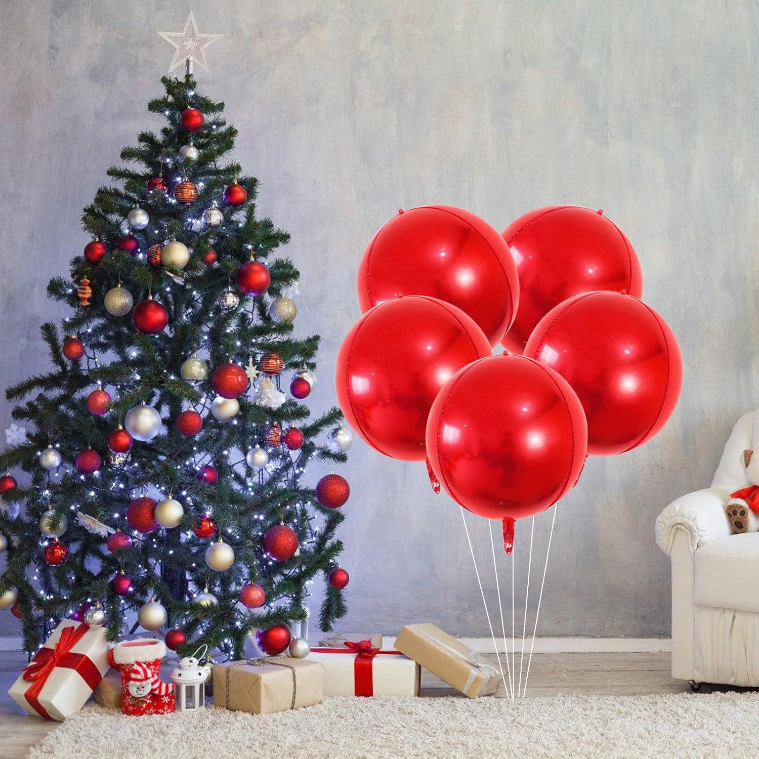 4D Weihnachten Folienballon 22 Zoll Rot 6 Stk Metallic Rote Luftballons