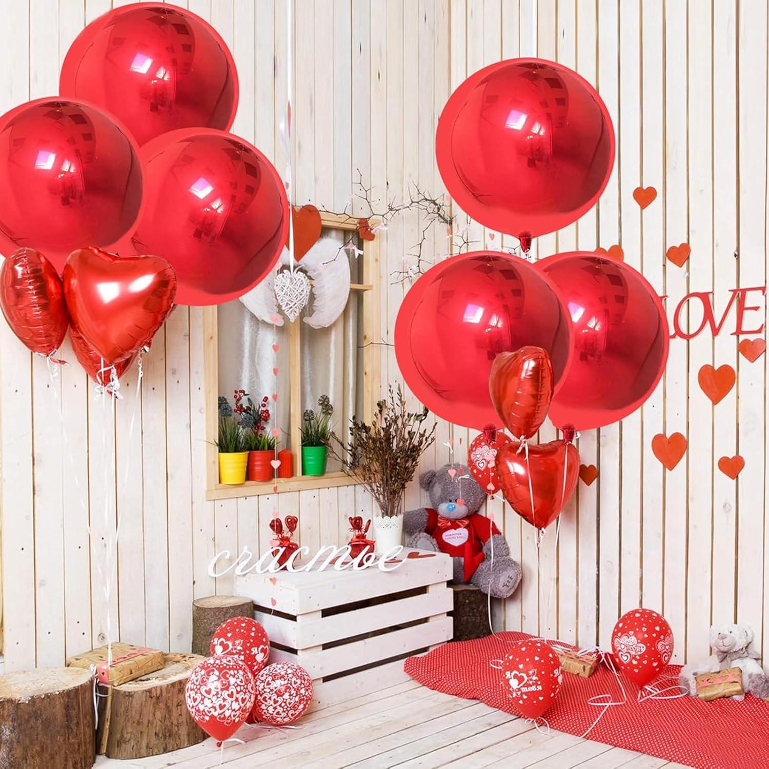 4D Weihnachten Folienballon 22 Zoll Rot 6 Stk Metallic Rote Luftballons