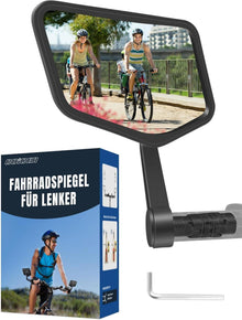 Fahrradspiegel extra große Spiegelfläche Echtglas Lenker ebike