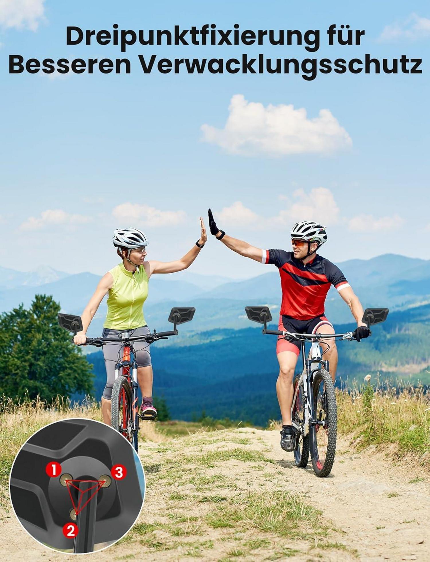 Fahrradspiegel mit 300° Einstellung | konvexes HD-Spiegelglas | leicht zu