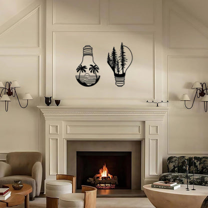 Metall Wald Wandkunst Natur Wald Dekoration 2er Set 40 x 23 CM