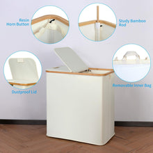 Wäschekorb mit Deckel, 2 Fächern, 2 Wäschesäcken 140 l