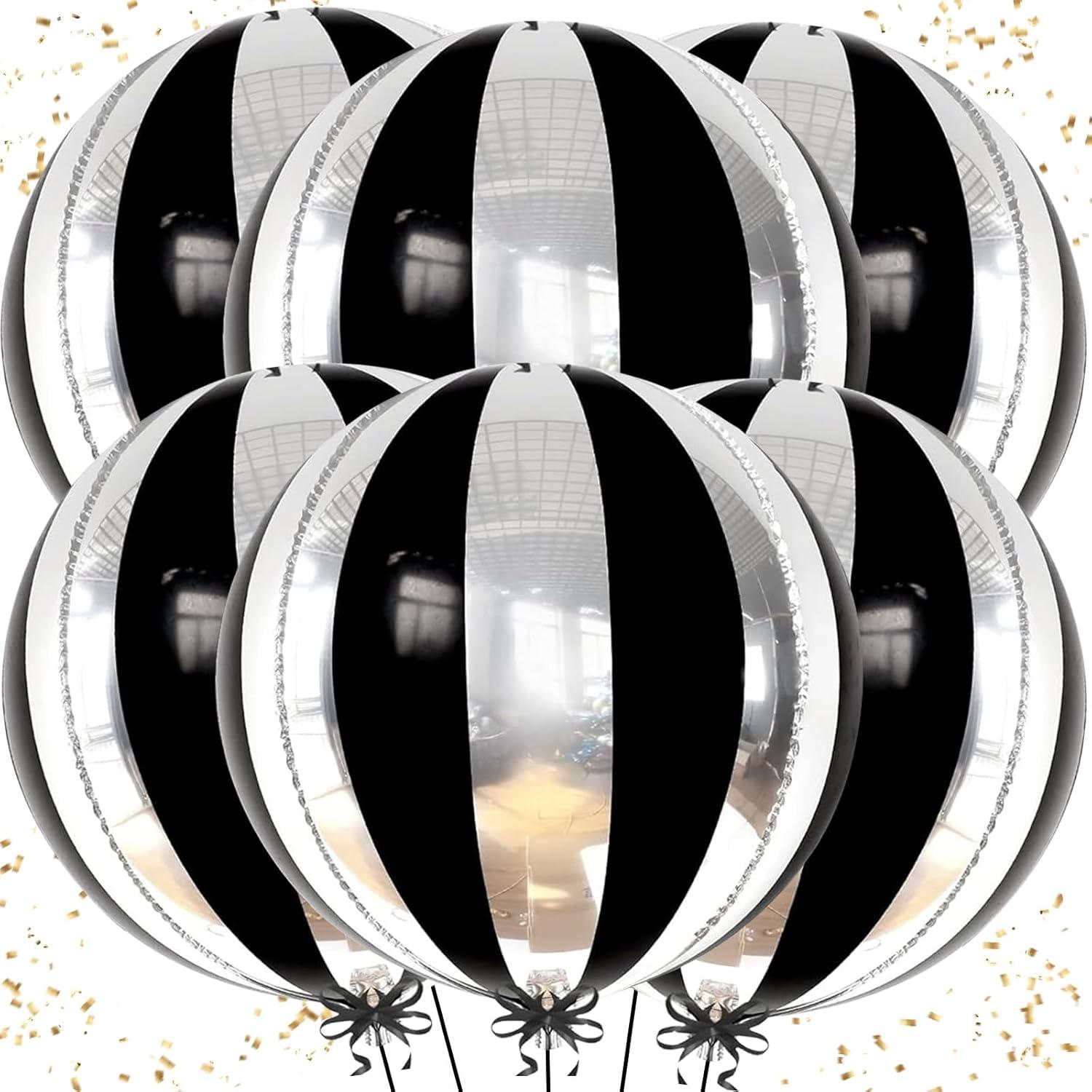 Silvester Deko Folienballon Schwarz Silber 22 Zoll 4D Happy New Year