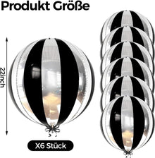 VIKY 6 Stk Schwarz Silber Folienballon 22 Zoll für Happy New