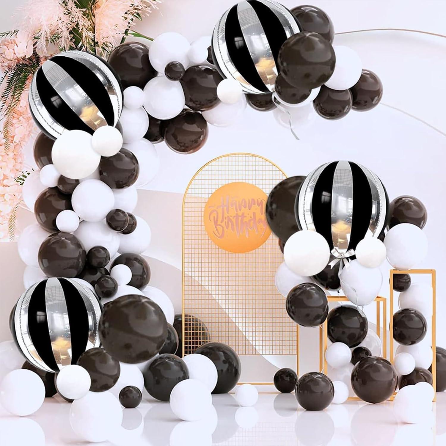 6er Set Schwarz Silber 4D Happy New Year Folienballons 22 Zoll - Party Deko
