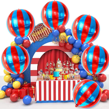 6er Set Zirkus Luftballons Blau Rot Folienballon 22 Zoll - Party Deko