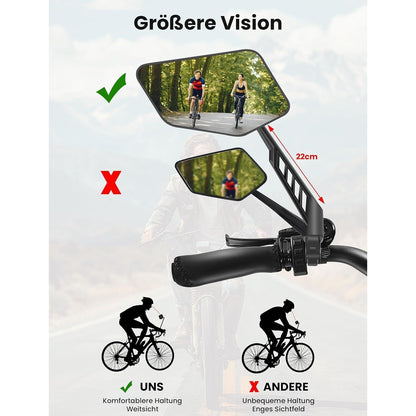 Fahrradspiegel links groß, 360° verstellbar für E-Bike