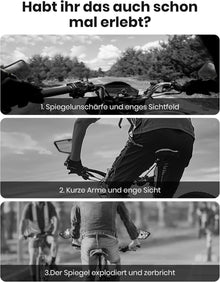Fahrradspiegel links groß, 360° verstellbar für E-Bike