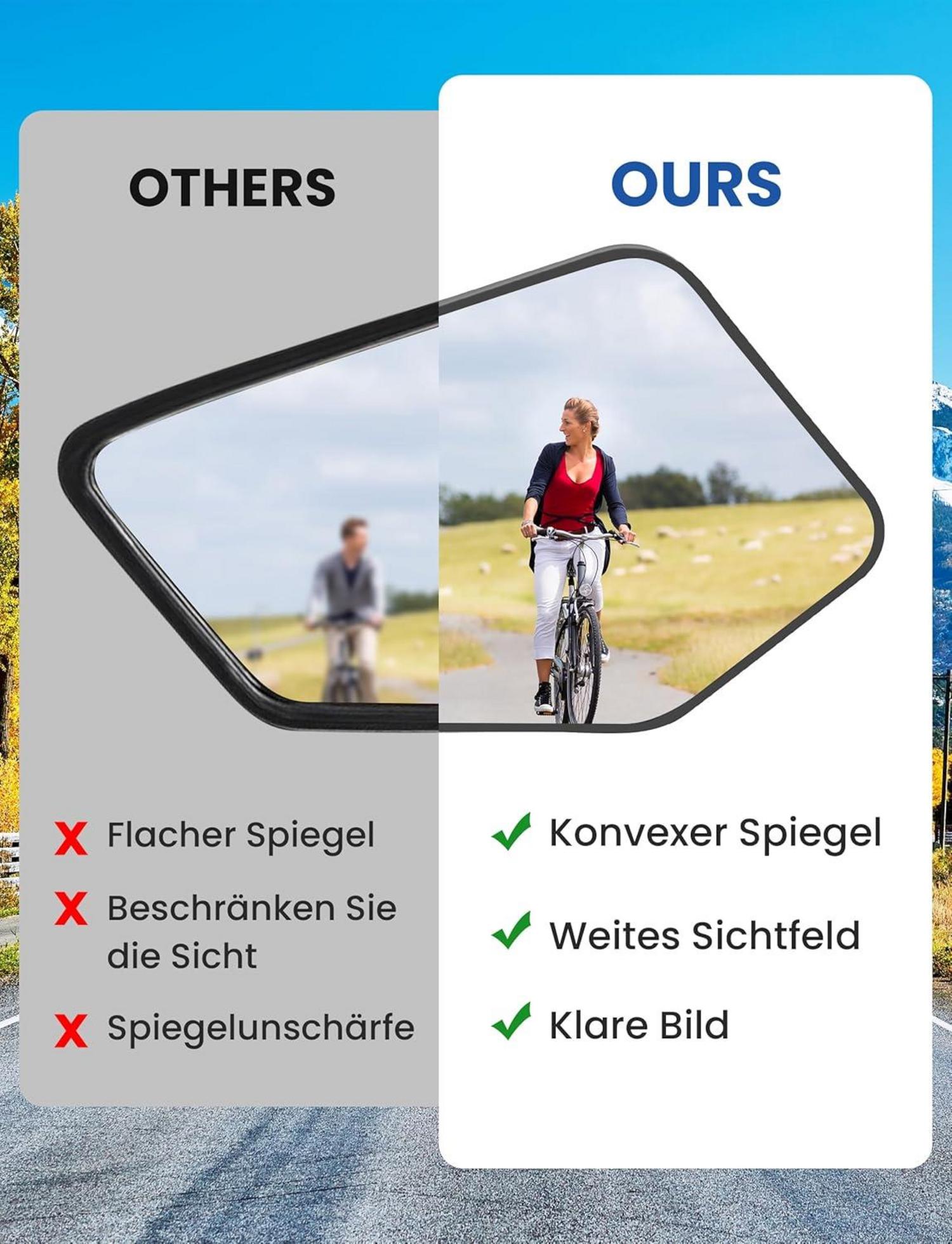 Fahrradspiegel links extra großer Spiegelfläche 360° verstellbar