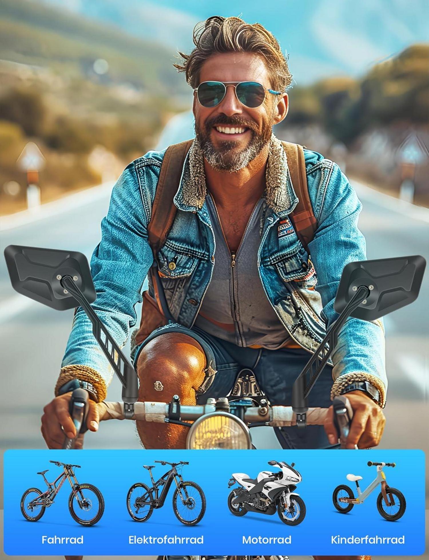 Fahrradspiegel für E-Bike & E-Scooter Lenker - Große Spiegelfläche
