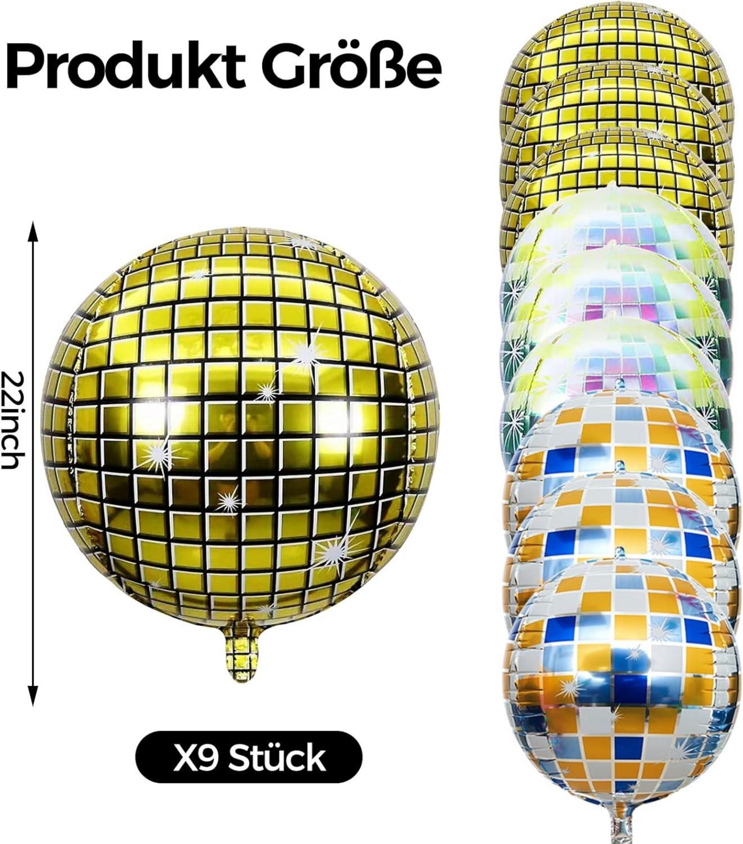 Discokugel Luftballon 22 Zoll 4D Gold Disco Party Deko