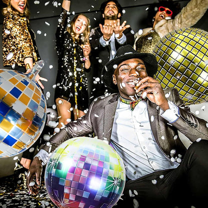 Discokugel Luftballon Deko Gold 22 Zoll 6 Stück Disco Party 70 80 90er Jahre Karneval