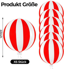 Luftballons Rot Weiß Zirkus Deko Folienballon 22 Zoll 6