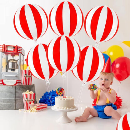 Luftballons Rot Weiß Zirkus Deko Folienballon 22 Zoll 6er Set