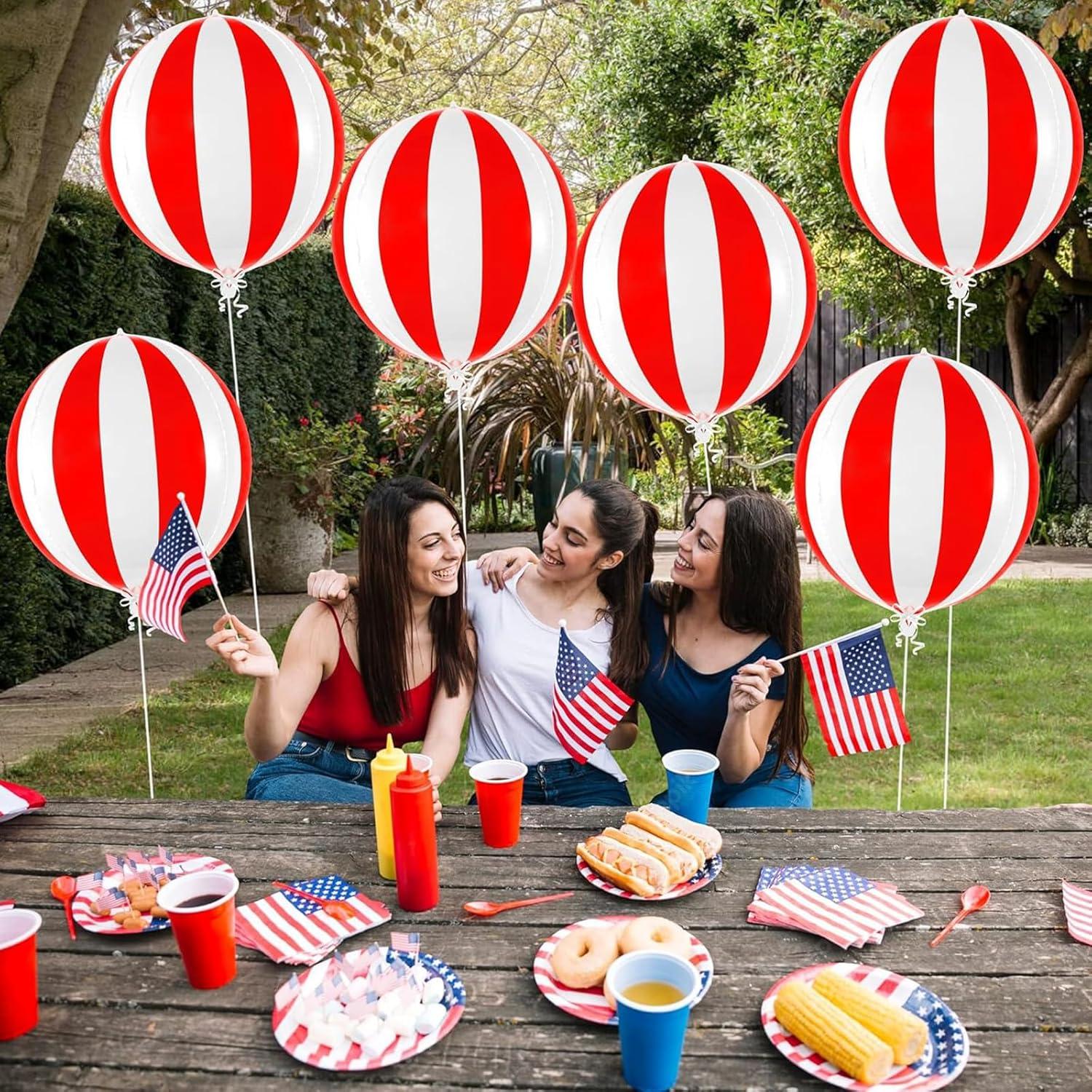 Zirkus Luftballons Rot Weiß 22 Zoll Folienballon Karneval Deko 6 Stück
