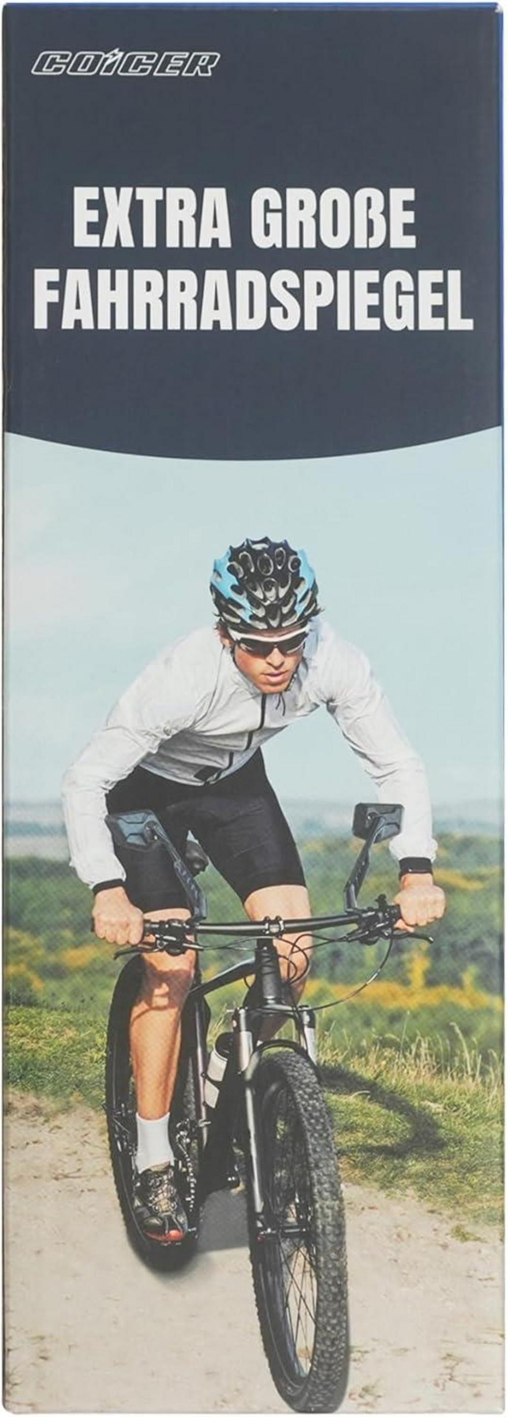 COICER Fahrradspiegel Rechts - Extra Große Spiegelfläche & 360° Verstellbar