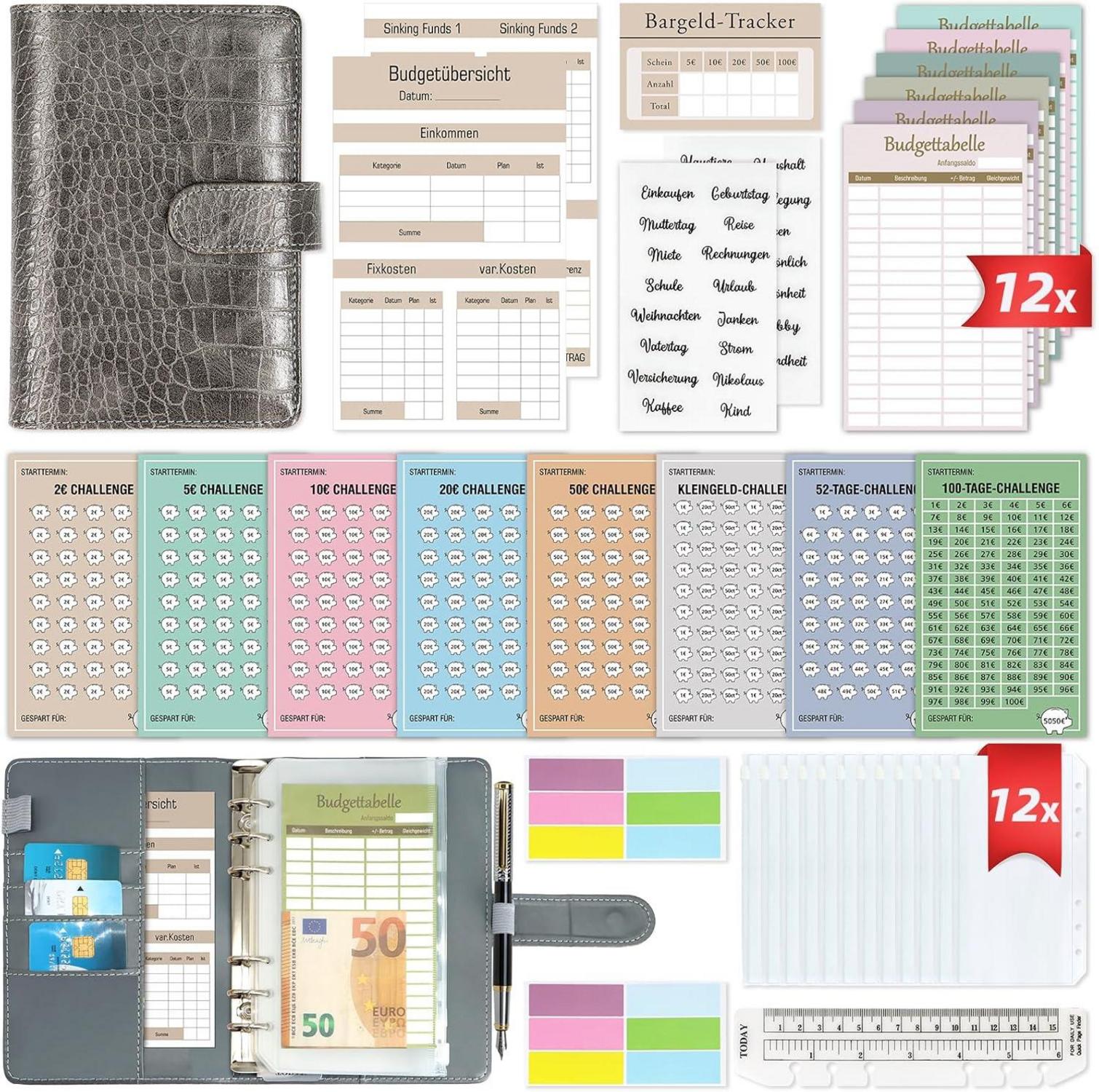 Budget Planner Deutsch Sparbuch A6 Leder Binder Taschen