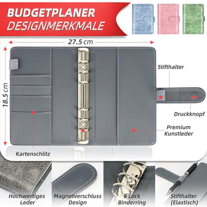 Budget Planner Deutsch Startset mit 8 Sparchallenges Haushaltsbuch A6 Leder