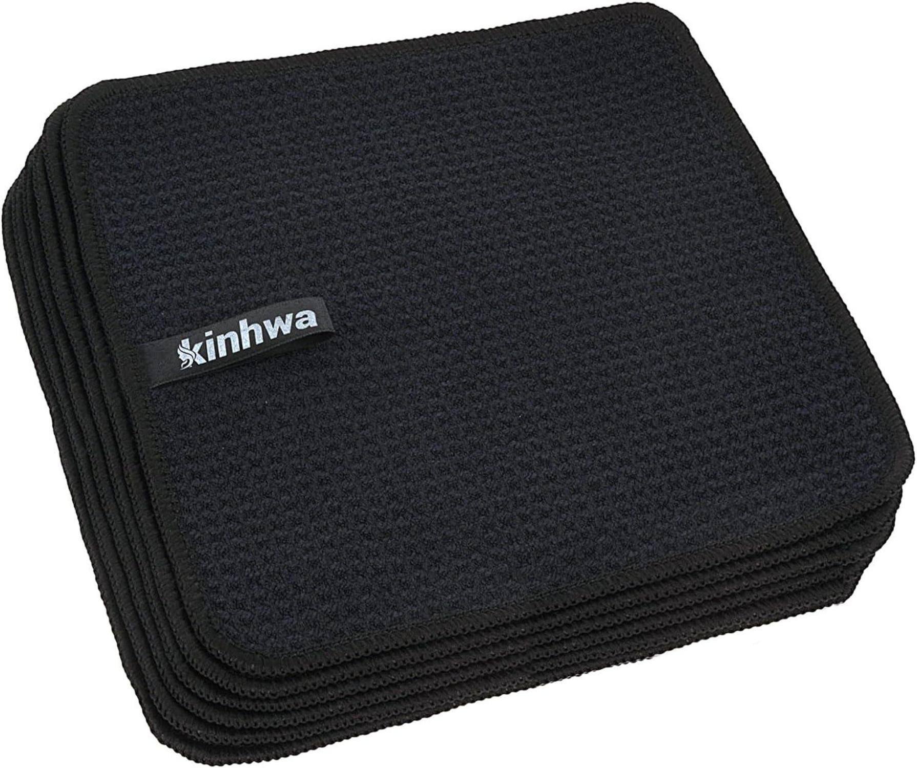 Schwarze Mikrofaser Spültücher, 20x20cm, 6er Pack, waschbar