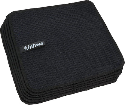 Schwarze Mikrofaser Spültücher, 20x20cm, 6er Pack, waschbar