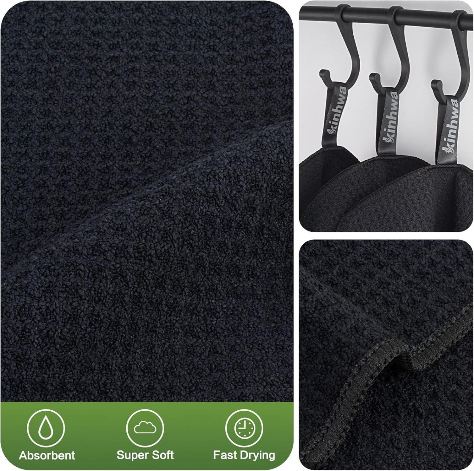 Schwarze Mikrofaser Spültücher, 20x20cm, 6er Pack, waschbar