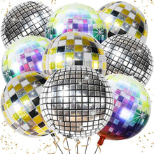 6er Set Discokugel Luftballon Silber 22 Zoll - Party Deko 70 80 90er