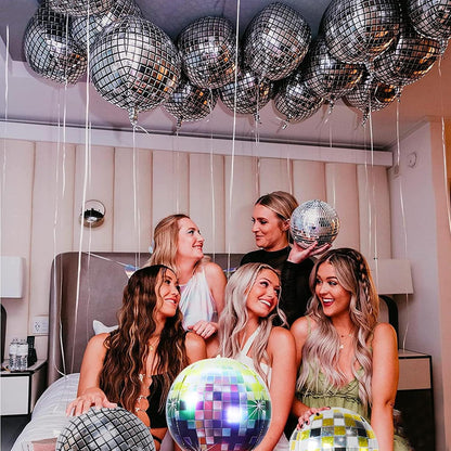 Discokugel Luftballons 22 Zoll Silber Party Deko 6er Set