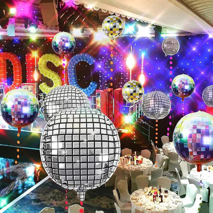 Discokugel Luftballon 22 Zoll Silber 6 Stück Party Deko 70 80 90er Jahre