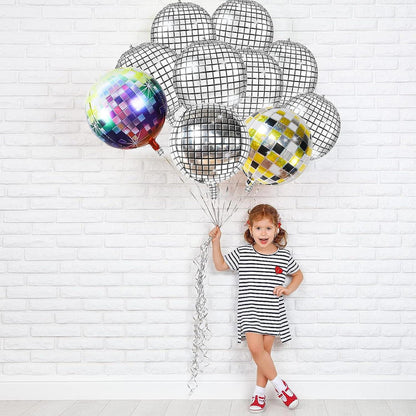 Discokugel Luftballon 22 Zoll Silber 6 Stück Party Deko 70 80 90er Jahre