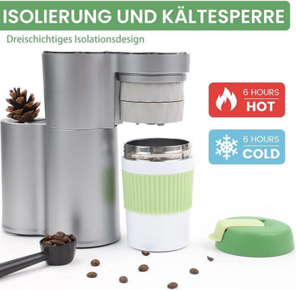 Bugucat Thermobecher 350ML Edelstahl Kaffeebecher Isolierbecher Travel Mug Grün
