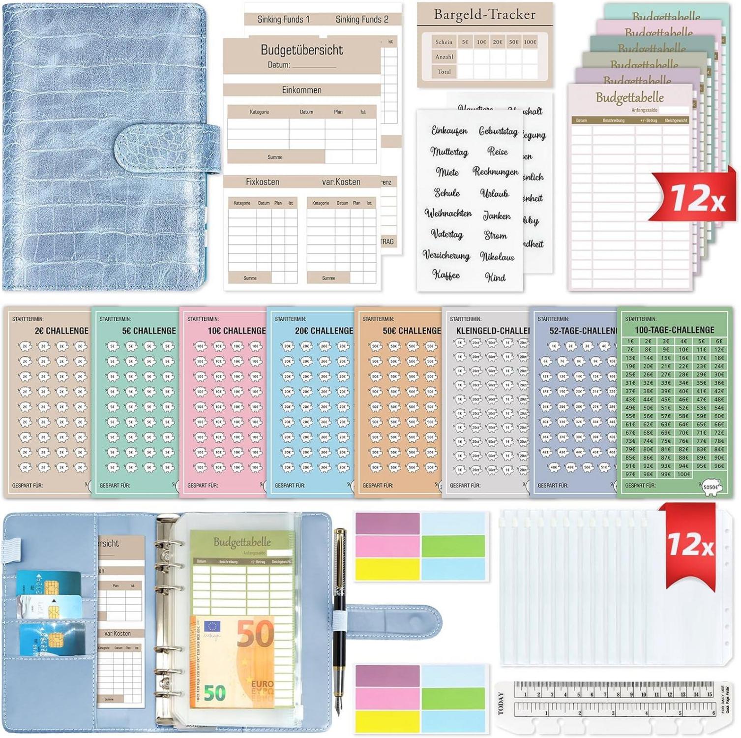 Budget Planner Deutsch Startset mit 8 Sparchallenges Haushaltsbuch A6