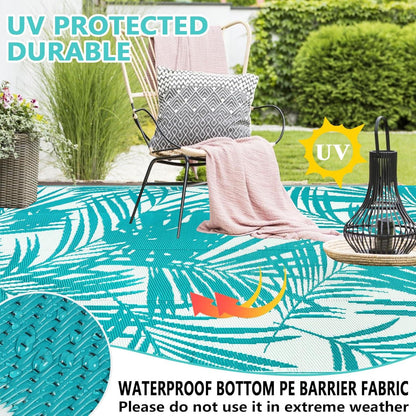 Outdoor Teppich Wetterfest Wendbar Gartenteppich Balkon Terrasse
