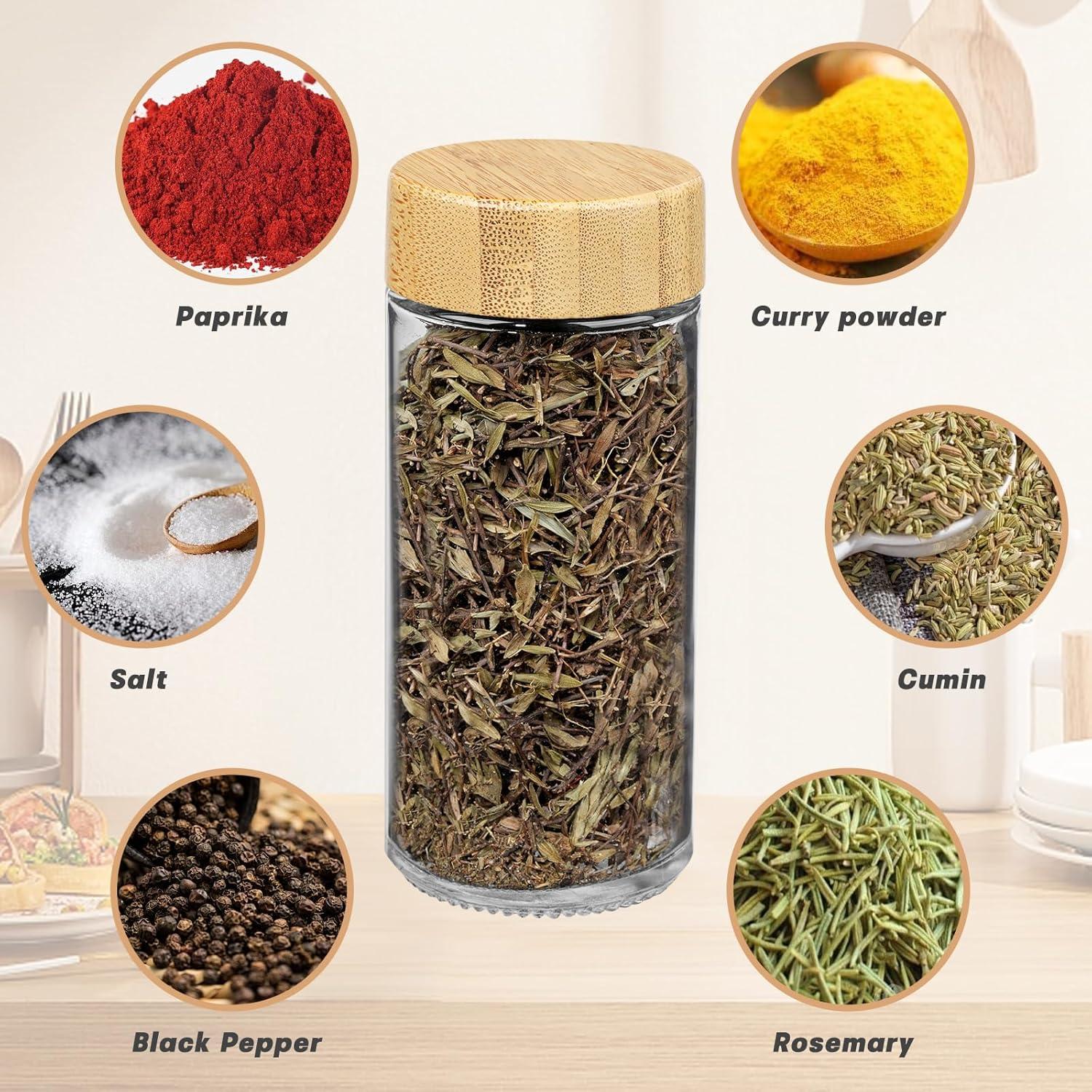 24tlg. Gewürzglas-Set Bambus-Holzdeckel 120ML Spice Jars Luftdicht
