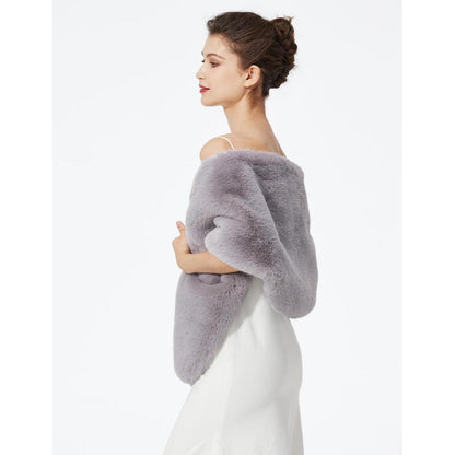 Kunstpelz Stola Damen warm für Hochzeit & festliche Anlässe - Hellgrau