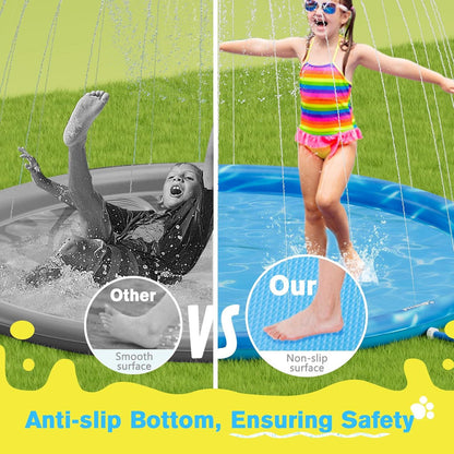 Pecute Sprinkler Wasser-Spielmatte Splashpad für Hunde Blau 150x150x15cm