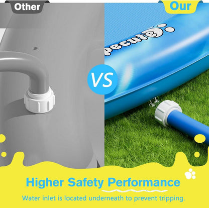 Pecute Sprinkler Wasser-Spielmatte für Hunde 150x150cm Blau