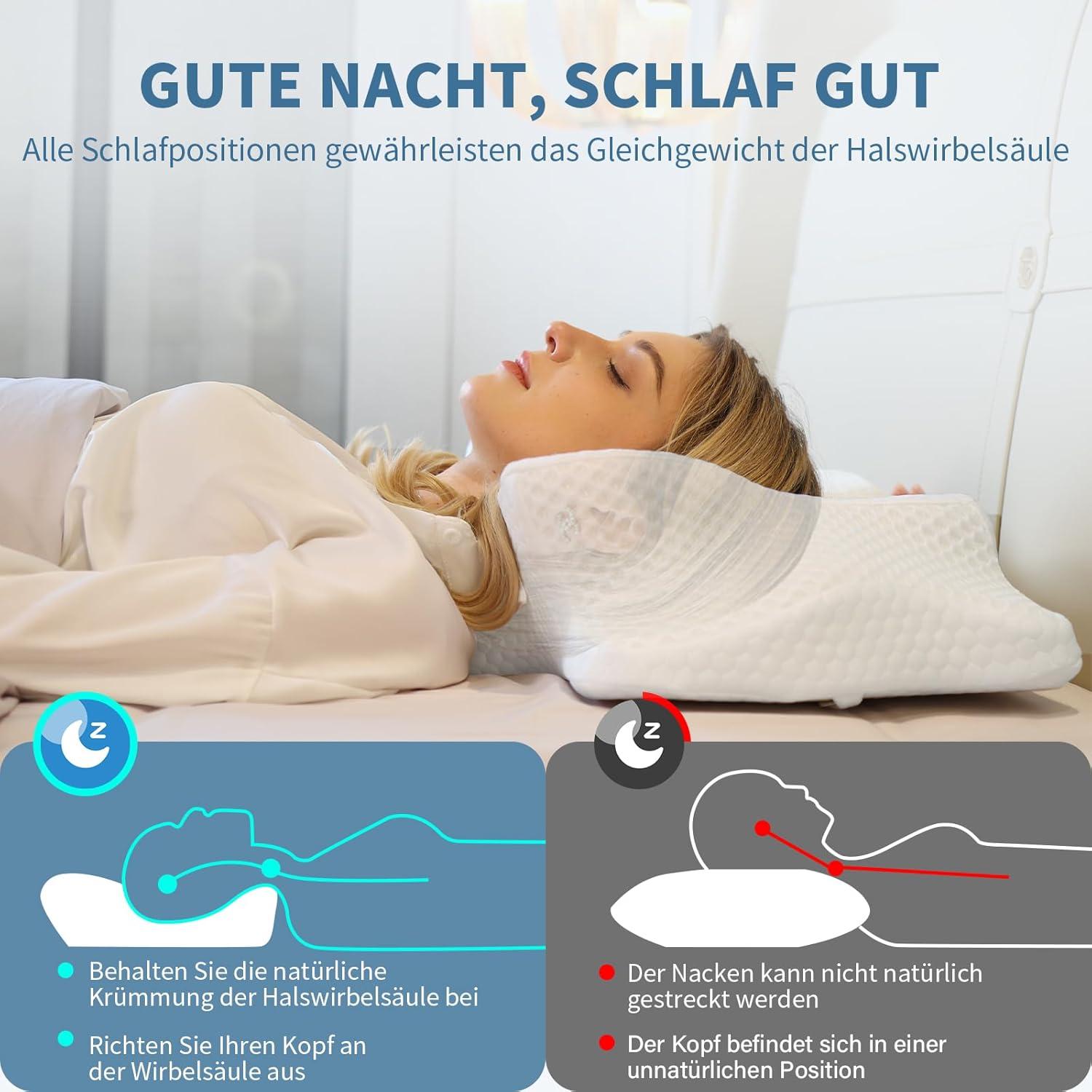 Nackenkissen Memory Foam Ergonomisches Seitenschläferkissen Eisseide