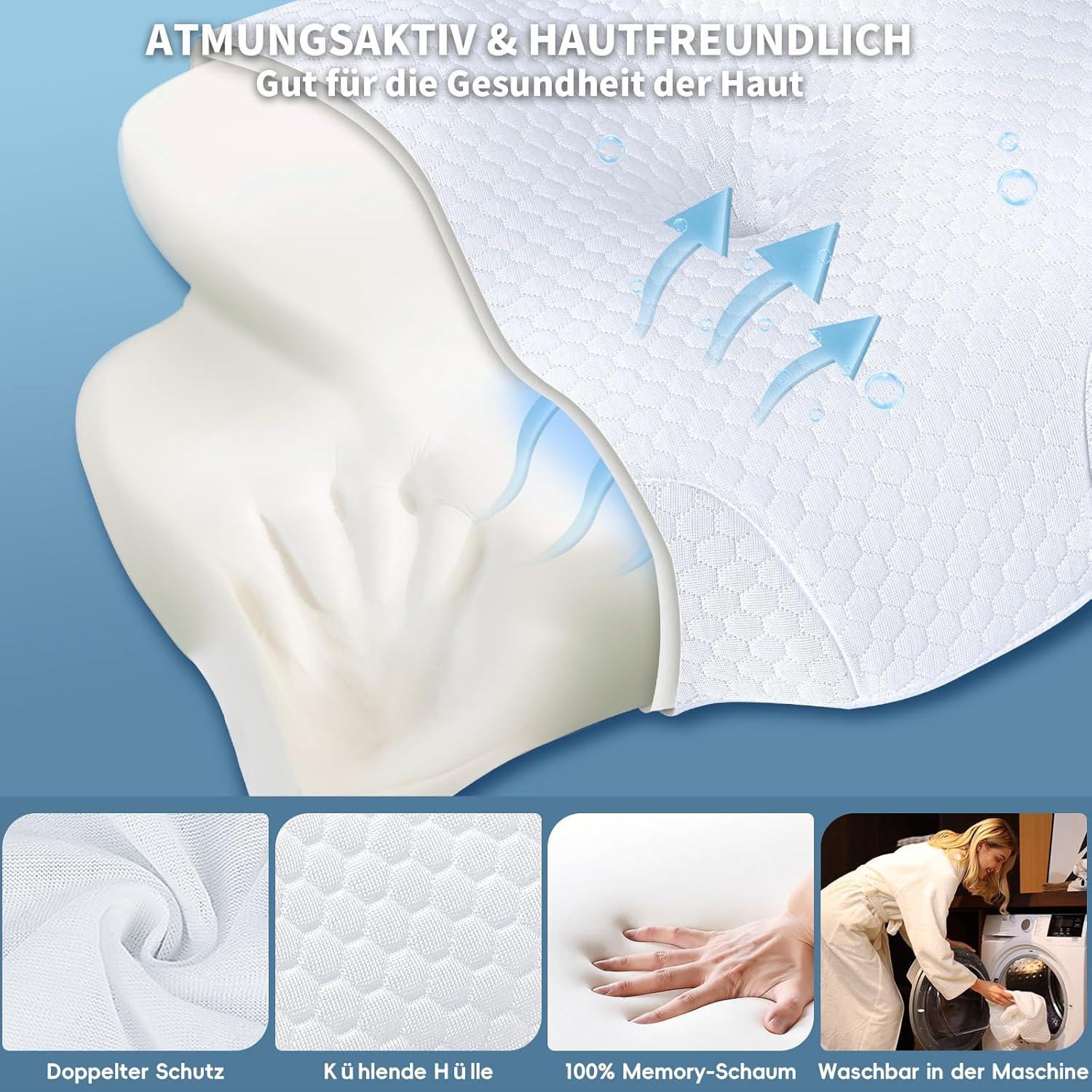 Nackenkissen Memory Foam ergonomisches Seitenschläferkissen mit