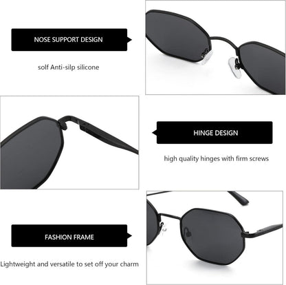 Achteckige Mini Sonnenbrille polarisiert Vintage Metall Rahmen