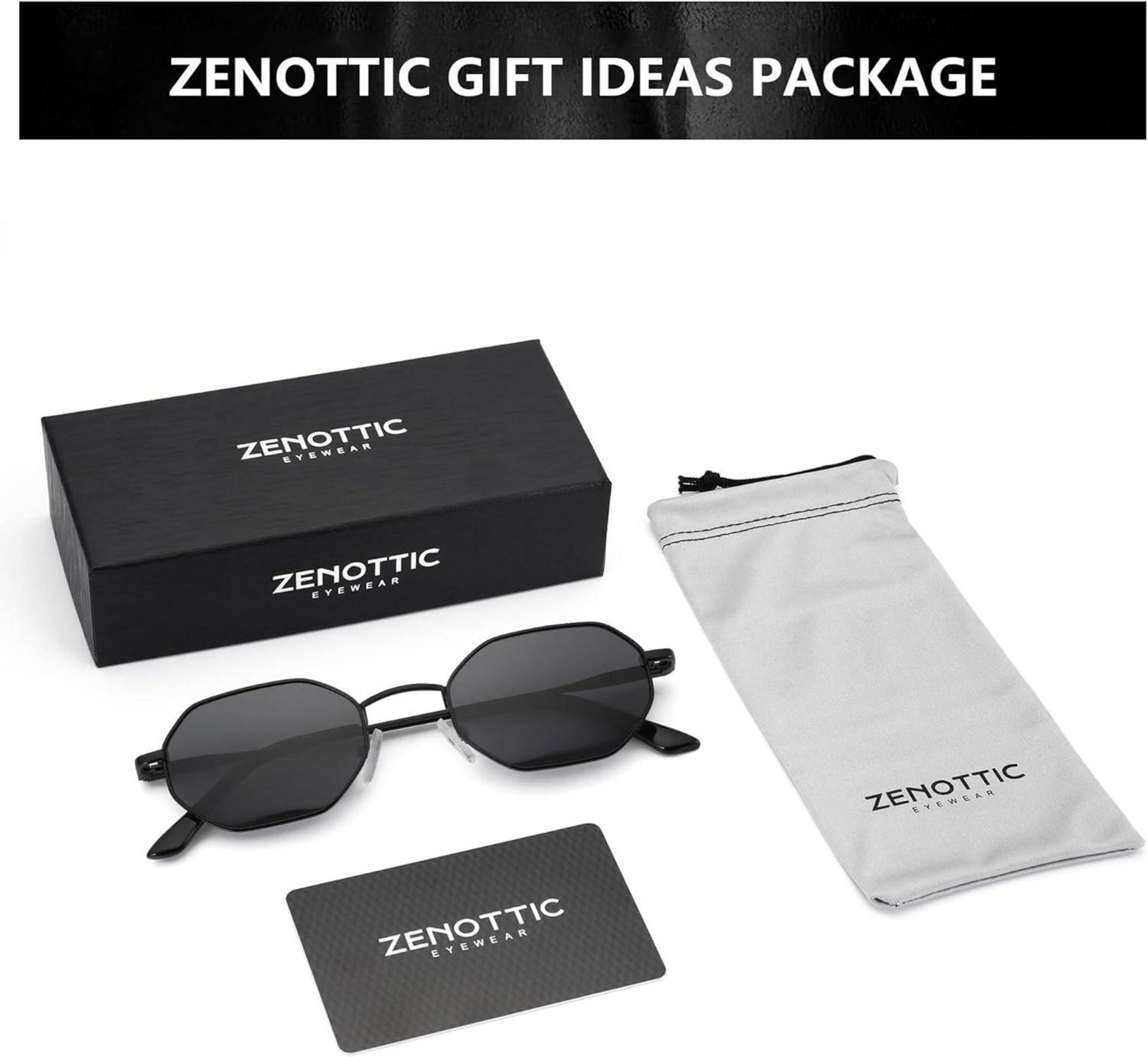 ZENOTTIC Achteckige Mini Sonnenbrille Vintage Polarisiert Metall UV400